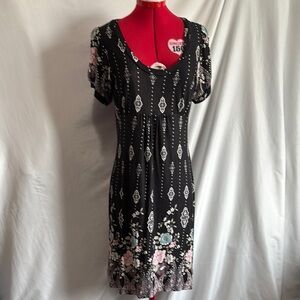 George Black and Pink Floral Mini Dress LL79